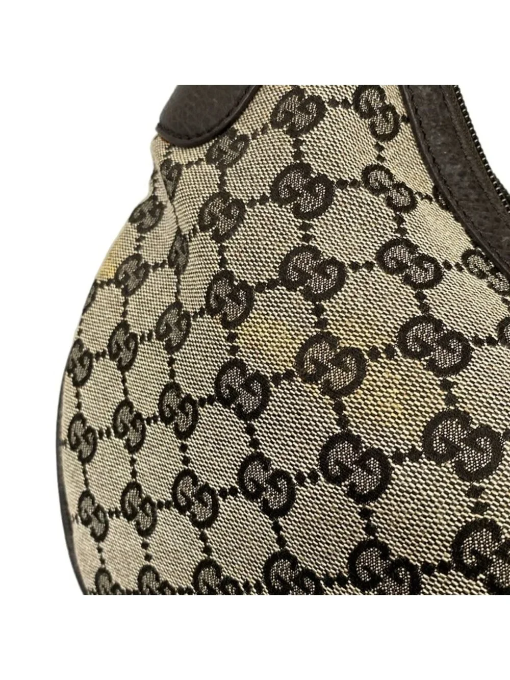 Gucci Shoulder Bag GG Pattern Dark Brown Beige Leather - Picture 12 of 15